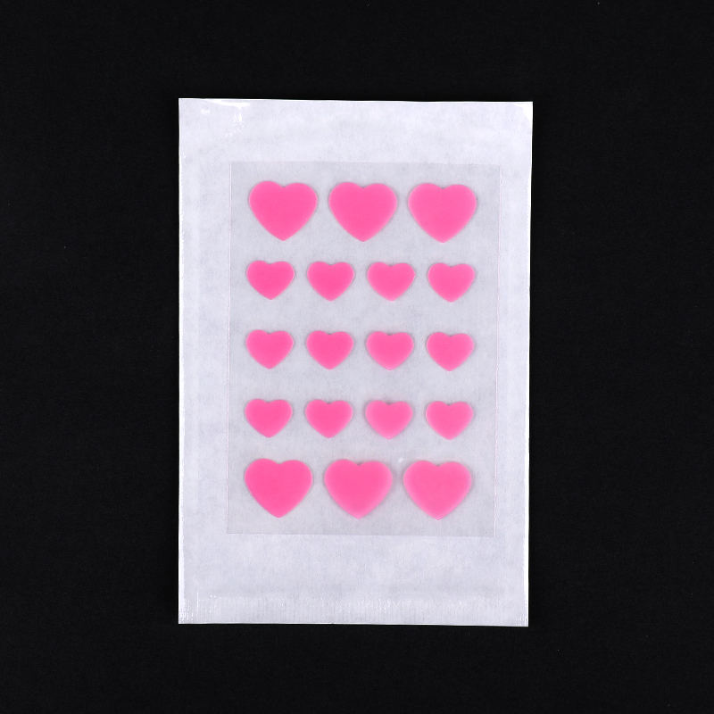 18 parches para acné/apósito hidrocoloide de corazón rosa (Tamaño de 18 piezas: este juego contiene 18 * parches). 11 mm (12 piezas) y 15 mm (6 piezas)）